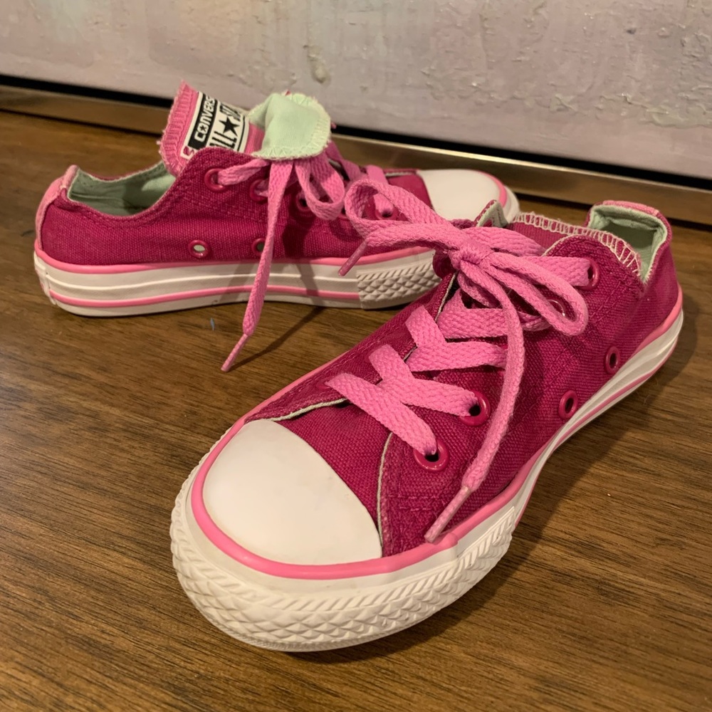 Brand New Kids Pink/Green Converse Shoes Size 12 - Picture 2 of 4